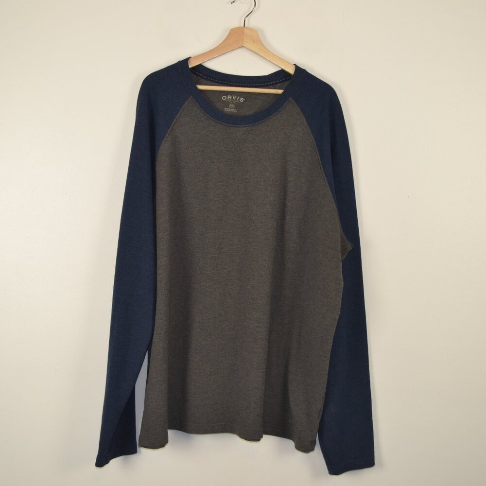Orvis Mens 3X Sweatshirt Long Sleeve Pullover Crewneck Two Tone Stretch Shirt